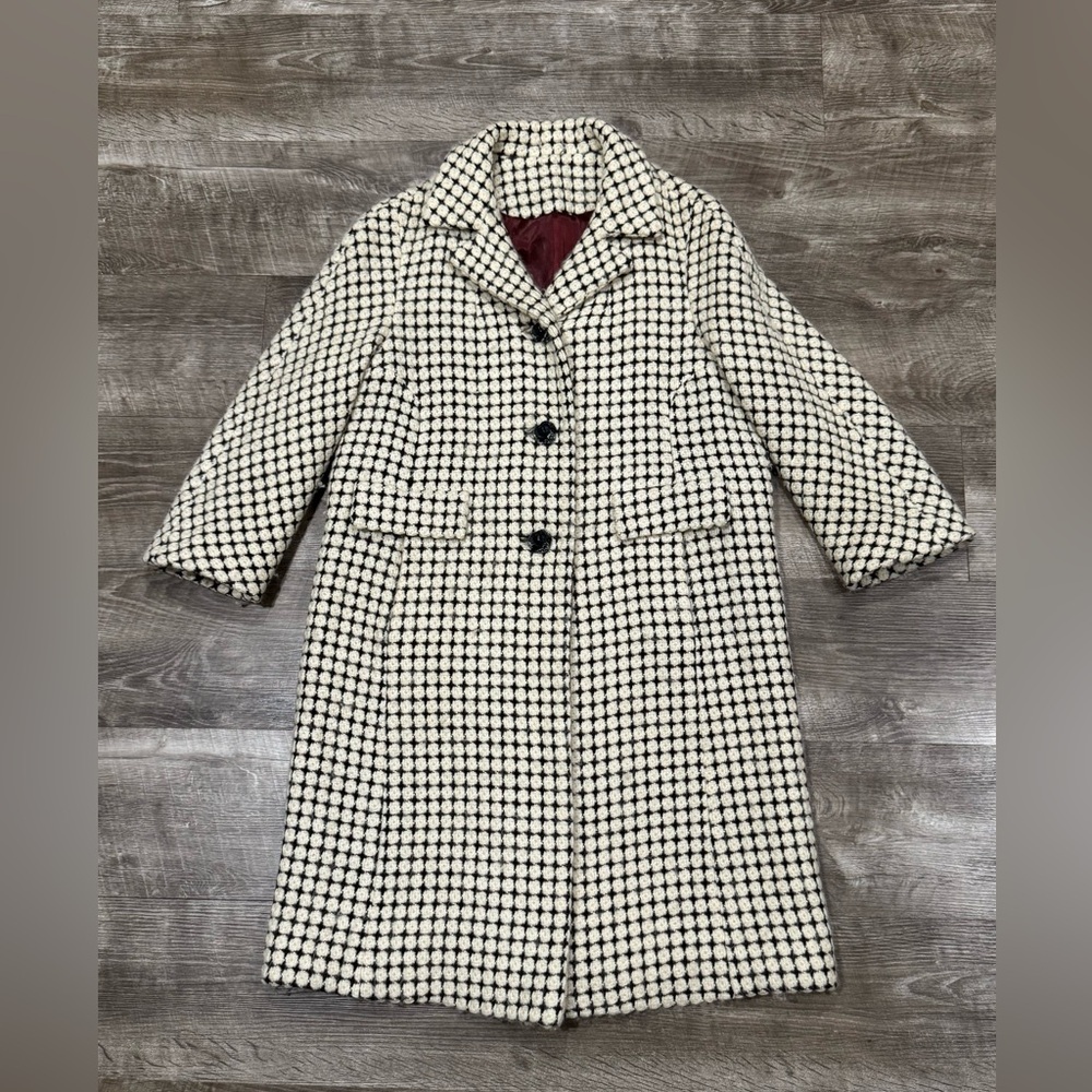 Vintage Scotney Mills Ladies Pea Coat Black White Rare Find 60s